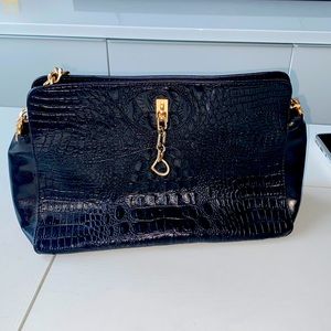 Gold Chain Croc Embossed Purse